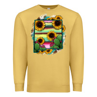 Antique Gold New Mexico Map Sunflower Cactus Serape Premium Sweatshirt - RanaPortraitStore