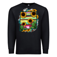 Black New Mexico Map Sunflower Cactus Serape Premium Sweatshirt - RanaPortraitStore