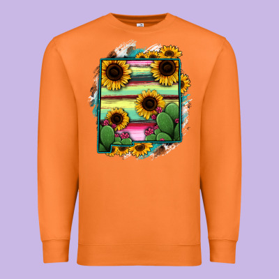 New Mexico Map Sunflower Cactus Serape Premium Sweatshirt Designed By Ranaportraitstore