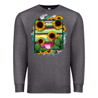 Charcoal Heather New Mexico Map Sunflower Cactus Serape Premium Sweatshirt - RanaPortraitStore