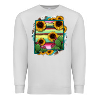 Dove Grey New Mexico Map Sunflower Cactus Serape Premium Sweatshirt - RanaPortraitStore