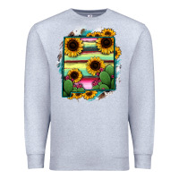 Heather Grey New Mexico Map Sunflower Cactus Serape Premium Sweatshirt - RanaPortraitStore