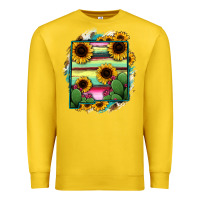Lemon New Mexico Map Sunflower Cactus Serape Premium Sweatshirt - RanaPortraitStore