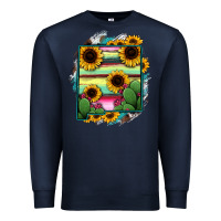 Navy New Mexico Map Sunflower Cactus Serape Premium Sweatshirt - RanaPortraitStore