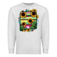 Oatmeal Heather New Mexico Map Sunflower Cactus Serape Premium Sweatshirt - RanaPortraitStore