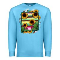 Ocean Blue New Mexico Map Sunflower Cactus Serape Premium Sweatshirt - RanaPortraitStore