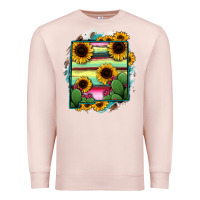 Pale Pink New Mexico Map Sunflower Cactus Serape Premium Sweatshirt - RanaPortraitStore
