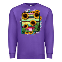 Purple New Mexico Map Sunflower Cactus Serape Premium Sweatshirt - RanaPortraitStore