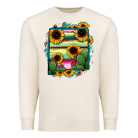 Sandshell New Mexico Map Sunflower Cactus Serape Premium Sweatshirt - RanaPortraitStore