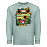 Seafoam New Mexico Map Sunflower Cactus Serape Premium Sweatshirt - RanaPortraitStore