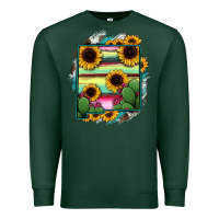 Sports Green New Mexico Map Sunflower Cactus Serape Premium Sweatshirt - RanaPortraitStore