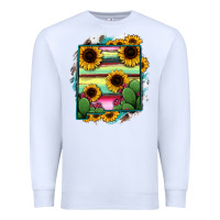 White New Mexico Map Sunflower Cactus Serape Premium Sweatshirt - RanaPortraitStore
