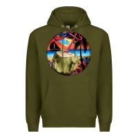 Army Green coconut drink colorful leopard Premium Hoodie - BarkalooDesign