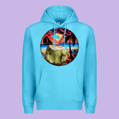 Coconut Drink Colorful Leopard Premium Hoodie Designed By Barkaloodesign