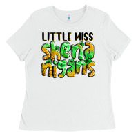 White little miss shenanigans St. Patrick's Ladies Tee - LillyAllenDesigns