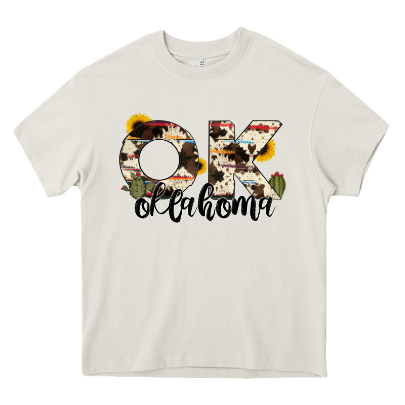 Oklahoma State Cowhide Serape Cactus Heavy Core Tee by RanaPortraitStore | Teevron