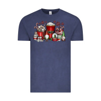 Vintage Denim Christmas Coffee Drink Vintage Tee - CowhideDigitalArt