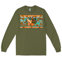 Army Green Fall coop animals pumpkin Long Sleeve Tee - Artiststas