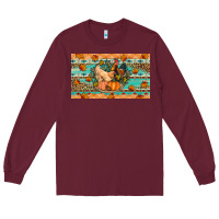 Burgundy Fall coop animals pumpkin Long Sleeve Tee - Artiststas