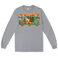 Heather Grey Fall coop animals pumpkin Long Sleeve Tee - Artiststas
