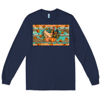 Navy Fall coop animals pumpkin Long Sleeve Tee - Artiststas