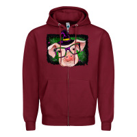 Burgundy pig halloween Zipper Hoodie - RanaPortraitStore