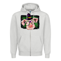 Dove Grey pig halloween Zipper Hoodie - RanaPortraitStore