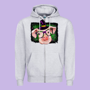 Pig Halloween Zipper Hoodie Designed By Ranaportraitstore