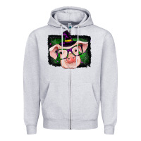 Heather Grey pig halloween Zipper Hoodie - RanaPortraitStore