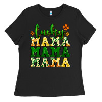Black lucky mama mama mama  St. Patrick's Ladies Tee - LillyAllenDesigns