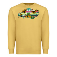 North Carolina Map Sunflower Cactus Serape Premium Sweatshirt | Teevron