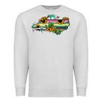 Dove Grey North Carolina Map Sunflower Cactus Serape Premium Sweatshirt - RanaPortraitStore