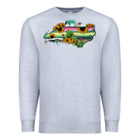 Heather Grey North Carolina Map Sunflower Cactus Serape Premium Sweatshirt - RanaPortraitStore