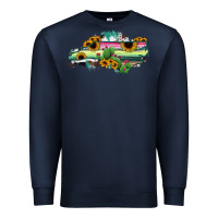 Navy North Carolina Map Sunflower Cactus Serape Premium Sweatshirt - RanaPortraitStore