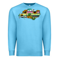 Ocean Blue North Carolina Map Sunflower Cactus Serape Premium Sweatshirt - RanaPortraitStore