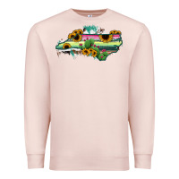 Pale Pink North Carolina Map Sunflower Cactus Serape Premium Sweatshirt - RanaPortraitStore