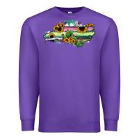 Purple North Carolina Map Sunflower Cactus Serape Premium Sweatshirt - RanaPortraitStore