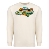 Sandshell North Carolina Map Sunflower Cactus Serape Premium Sweatshirt - RanaPortraitStore