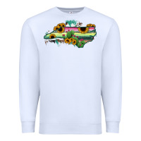 White North Carolina Map Sunflower Cactus Serape Premium Sweatshirt - RanaPortraitStore