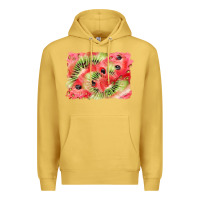 Antique Gold watermelon strawberry kiwi background Premium Hoodie - BarkalooDesign