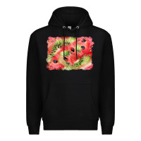 Black watermelon strawberry kiwi background Premium Hoodie - BarkalooDesign