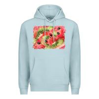 Blue Mist watermelon strawberry kiwi background Premium Hoodie - BarkalooDesign