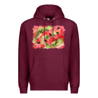 Burgundy watermelon strawberry kiwi background Premium Hoodie - BarkalooDesign