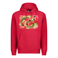 Cardinal watermelon strawberry kiwi background Premium Hoodie - BarkalooDesign