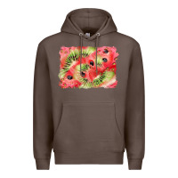 Coffee watermelon strawberry kiwi background Premium Hoodie - BarkalooDesign