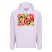 Lilac watermelon strawberry kiwi background Premium Hoodie - BarkalooDesign