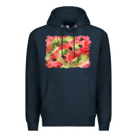 Navy watermelon strawberry kiwi background Premium Hoodie - BarkalooDesign