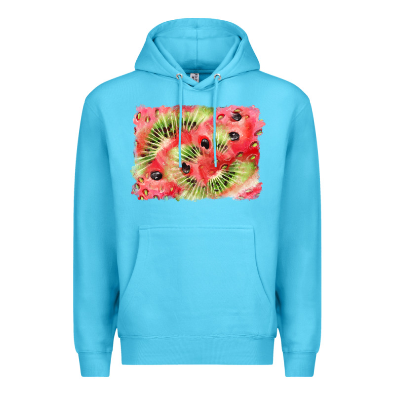 Watermelon Strawberry Kiwi Background Premium Hoodie by BarkalooDesign | Teevron