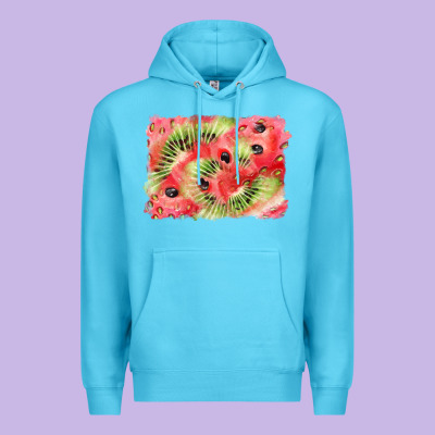 Watermelon Strawberry Kiwi Background Premium Hoodie Designed By Barkaloodesign