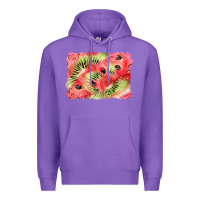 Purple watermelon strawberry kiwi background Premium Hoodie - BarkalooDesign